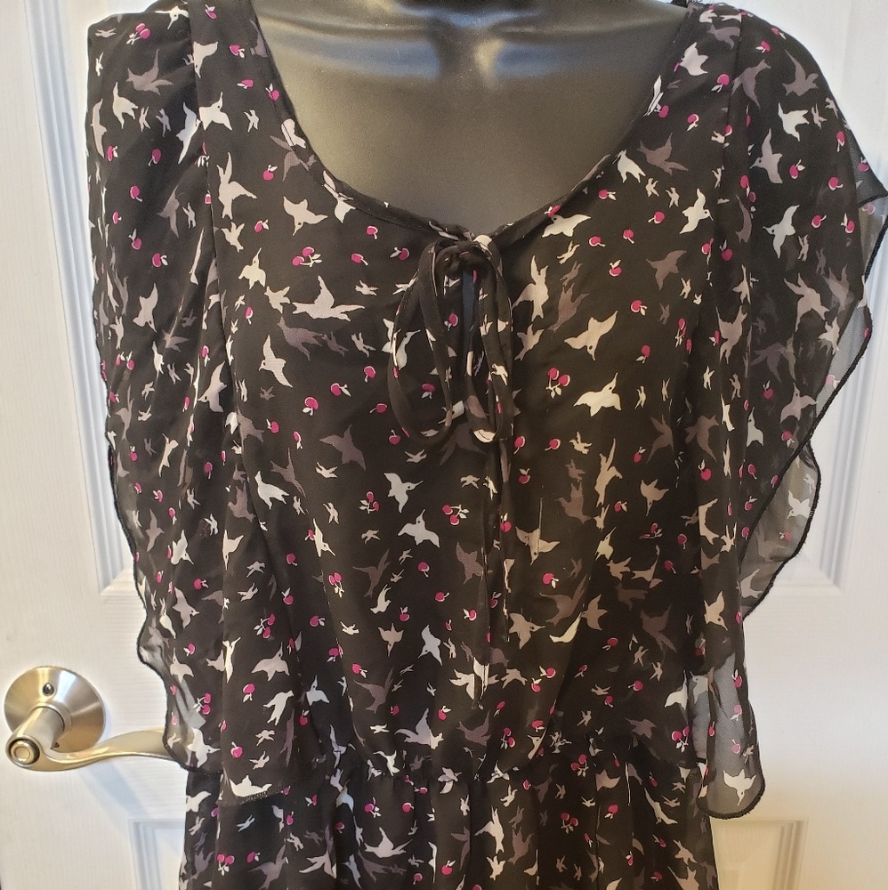 No Boundaries Sheer Flutter Sleeve Blouse Size XL